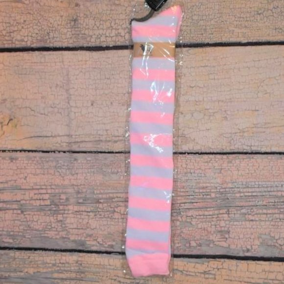 💜2 for $15 Long Pink Striped Stockings Thigh-High OS 7-10 Costume Novelty Fun - Picture 3 of 3